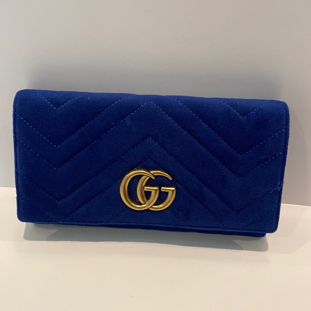 Gucci Mormont Royal Blue Velvet Wallet